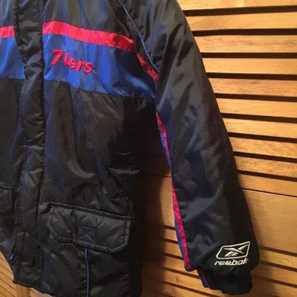 Reebok Black, Blue & Red 76ers Jacket
